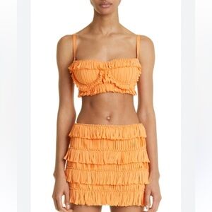 NWT INTERIOR Valencia Pleated Silk BandeauBra Top sz 10 #M1